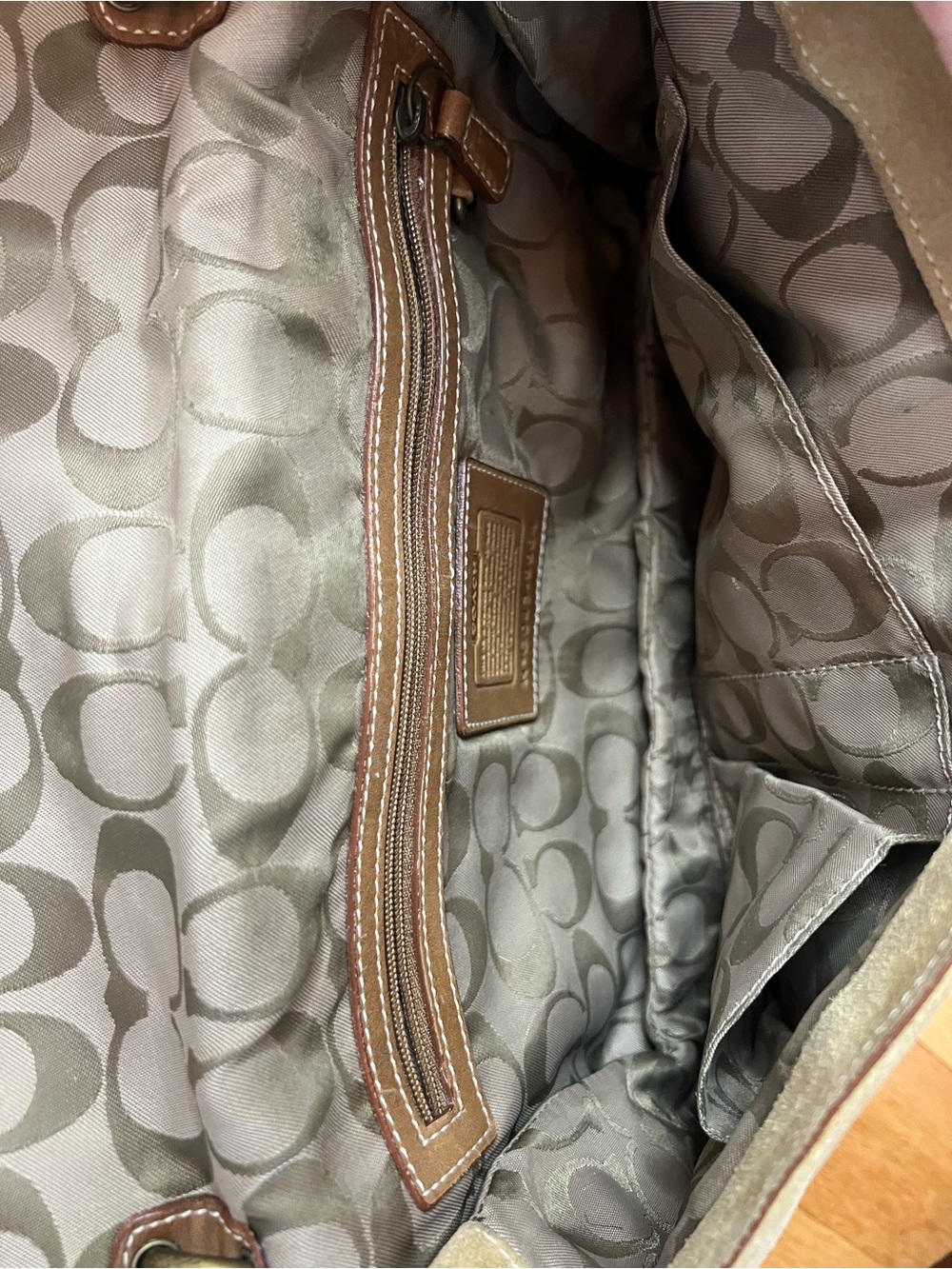 VTG Coach Y2K Soho Tan Suede Large Flap Shoulder Bag 9664 - Full Set W/ Box! - Picture 11 of 14